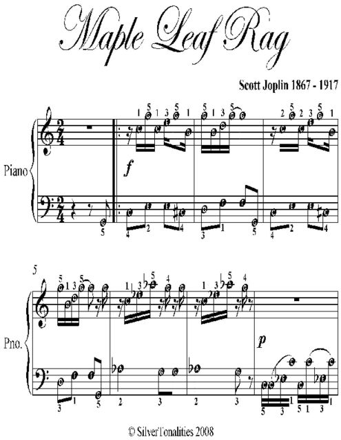 Maple Leaf Rag Easy Piano Sheet Music, Scott Joplin
