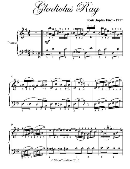 Gladiolus Rag Easy Piano Sheet Music, Scott Joplin