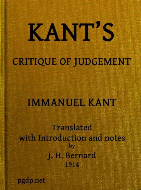 Critique of Judgment, Immanuel Kant