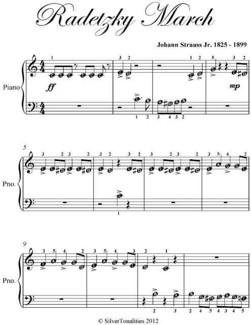 Radetzky March Beginner Piano Sheet Music, Johann Strauss Jr