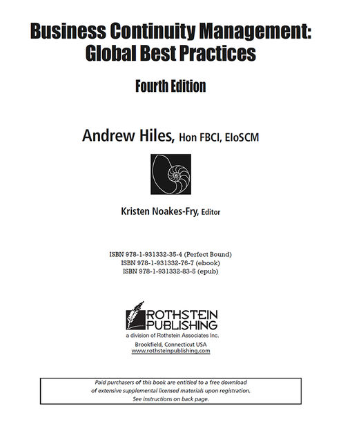 Business Continuity Management: Global Best Practices, 4th Edition, Andrew Hiles