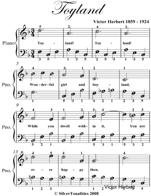 Toyland Easy Piano Sheet Music, Victor Herbert