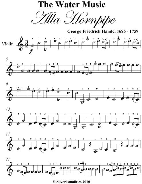 Water Music Alla Hornpipe Easy Violin Sheet Music, George Friedrich Handel