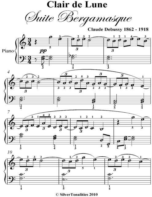 Clair De Lune Suite Bergamasque Elementary Piano Sheet Music By Claude Debussy Read Online On Bookmate