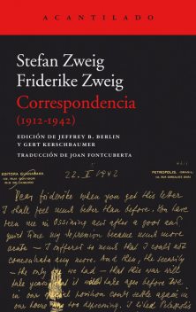 Correspondencia (1912–1942), Stefan Zweig, Friderike Zweig