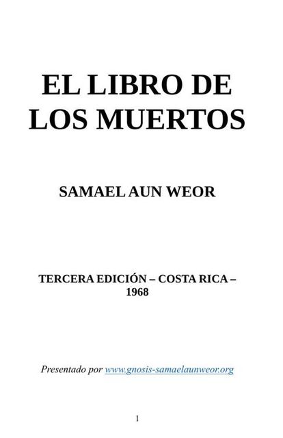 29. EL LIBRO DE LOS MUERTOS, Samael Aun Weor
