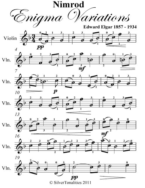 Nimrod Enigma Variations Easy Violin Sheet Music, Edward Elgar