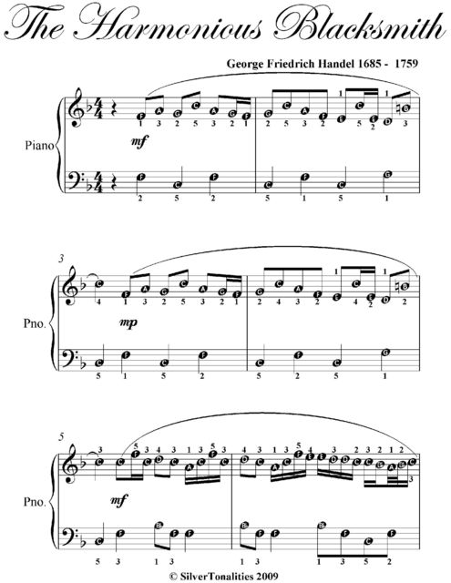 Harmonious Blacksmith Easy Piano Sheet Music, George Friedrich Handel
