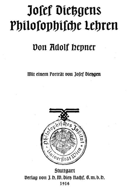 Josef Dietzgens philosophische Lehren, Adolf Hepner