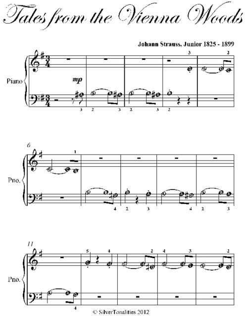Tales from the Vienna Woods Beginner Piano Sheet Music, Johann Strauss Junior