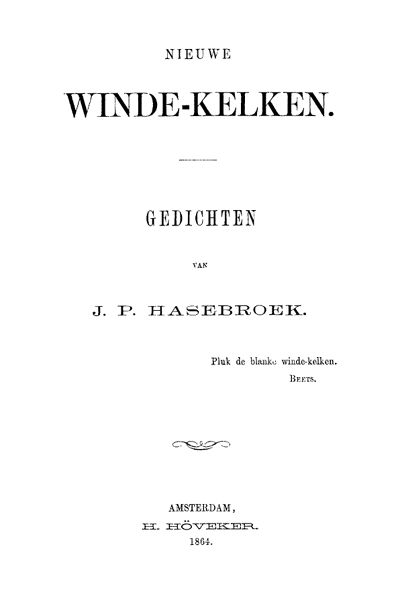 Nieuwe winde-kelken, J.P. Hasebroek