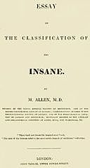 Essay on the Classification of the Insane, Matthew Allen