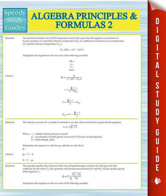 Algebra Principles And Formulas 2 (Speedy Study Guides), Speedy Publishing