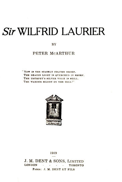 Sir Wilfrid Laurier, Peter Mcarthur