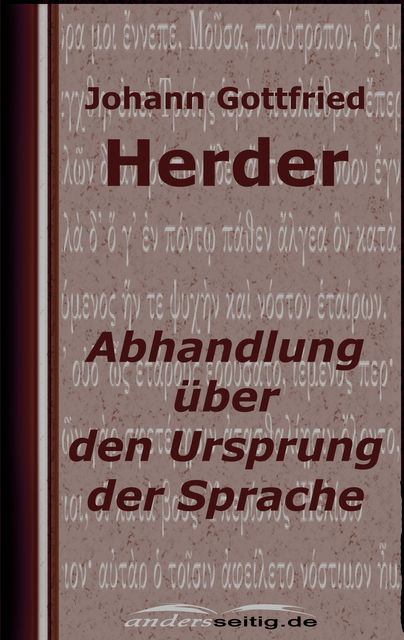 Abhandlung über den Ursprung der Sprache, Johann Gottfried Herder