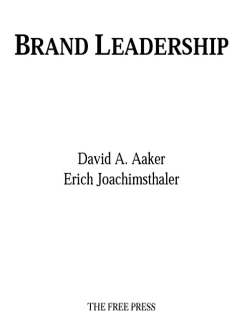 Brand Leadership, David A.Aaker, Erich Joachimsthaler