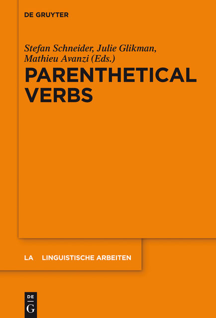 Parenthetical Verbs, Julie Glikman, Mathieu Avanzi, Stefan Schneider