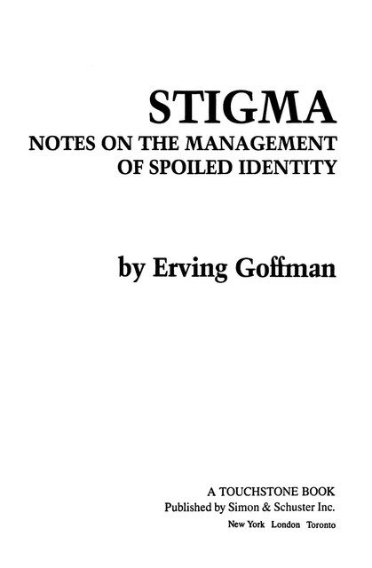 Stigma, Erving Goffman