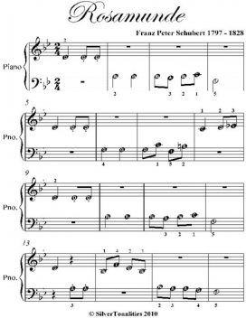 Rosamunde Beginner Piano Sheet Music, Franz Schubert