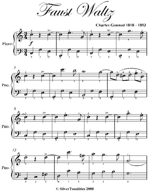 Faust Waltz Easy Piano Sheet Music, Charles Gounod