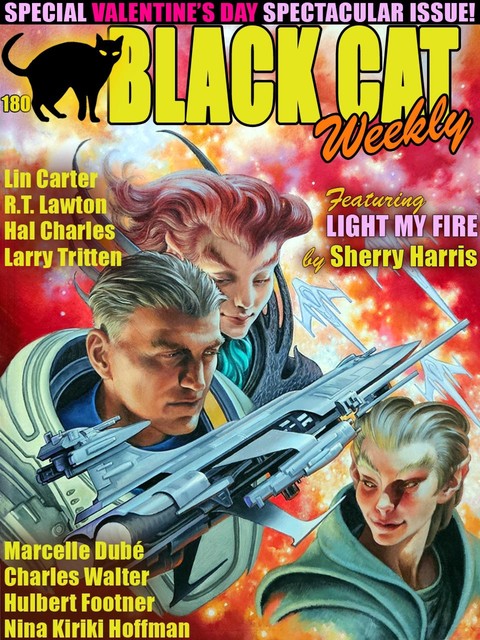 Black Cat Weekly #180, Nina Kiriki Hoffman, Hulbert Footner, Lin Carter, Hal Charles, Sherry Harris, R.T. Lawton, Larry Tritten, Marcelle Dubé, Charles Walter