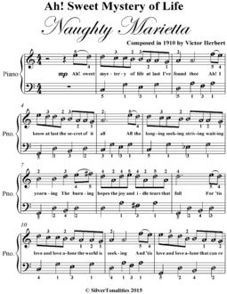 Ah! Sweet Mystery of Life Easy Piano Sheet Music, Victor Herbert