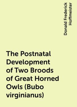 The Postnatal Development of Two Broods of Great Horned Owls (Bubo virginianus), Donald Frederick Hoffmeister