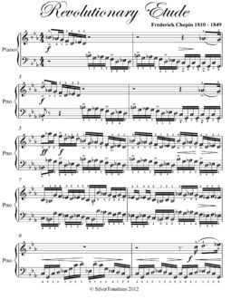 Revolutionary Etude Elementary Piano Sheet Music, Frederick Chopin