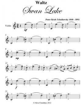 Swan Lake Easy Violin Sheet Music, Peter Ilyich Tchaikovsky