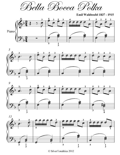 Bella Bocca Polka Easy Piano Sheet Music, Emil Waldteufel