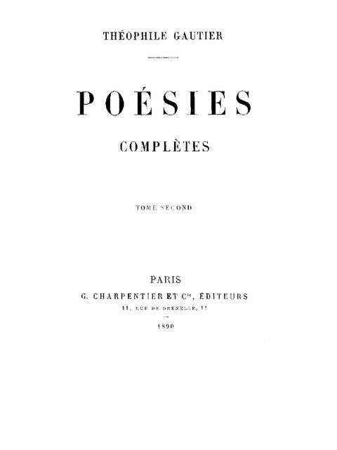 Poésies Complètes – Tome 2, Théophile Gautier