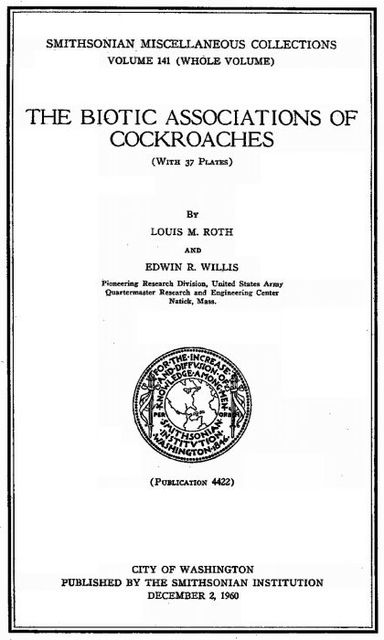 The Biotic Associations of Cockroaches, Louis M. Roth