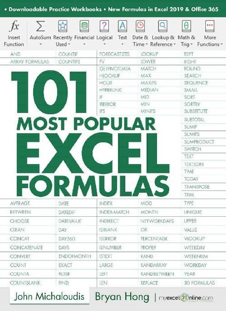 101 Most Popular Excel Formulas, Bryan Hong, John Michaloudis