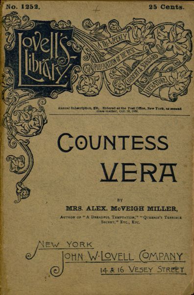 Countess Vera; or, The Oath of Vengeance, Alex. Mcveigh Miller