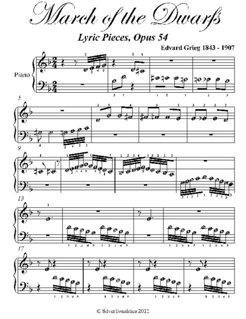 March of the Dwarfs Beginner Piano Sheet Music, Edvard Grieg
