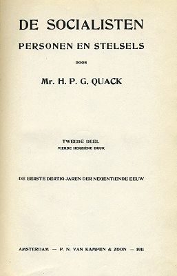 De socialisten: Personen en stelsels. Deel 2: De eerste dertig jaren der negentiende eeuw, H.P. G. Quack