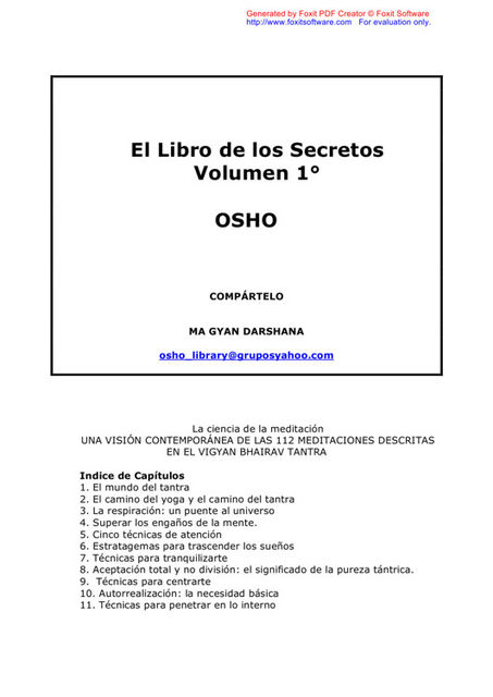 El Libro De Los Secretos Vol. 1, Osho