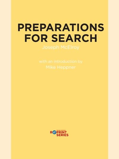Preparations for Search, Joseph McElroy