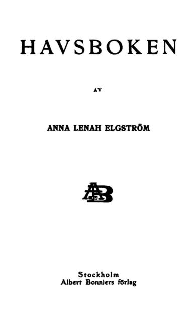Havsboken, Anna Lenah Elgström
