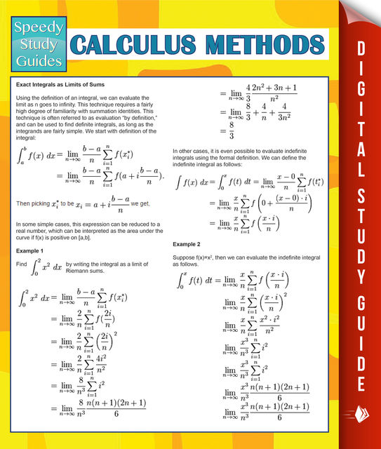 Calculus Methods (Speedy Study Guides), Speedy Publishing