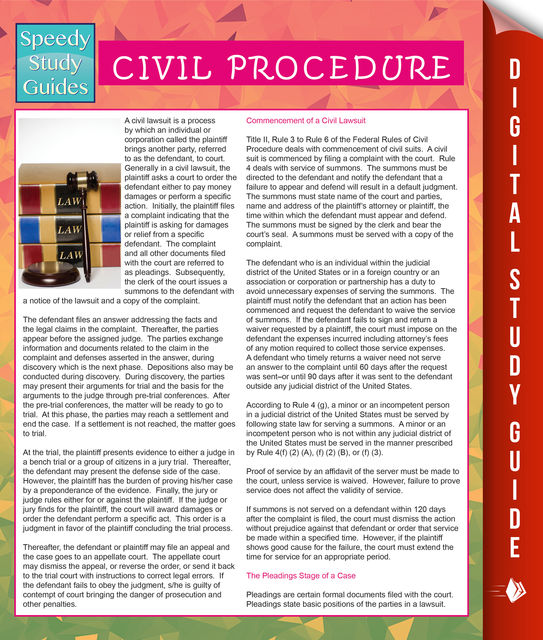 Civil Procedure (Speedy Study Guides), Speedy Publishing