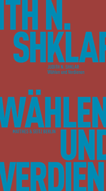 Wählen und Verdienen, Judith N. Shklar