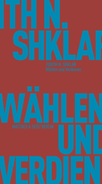 Wählen und Verdienen, Judith N. Shklar