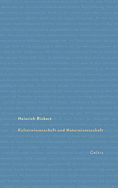 Kulturwissenschaft und Naturwissenschaft, Heinrich Rickert
