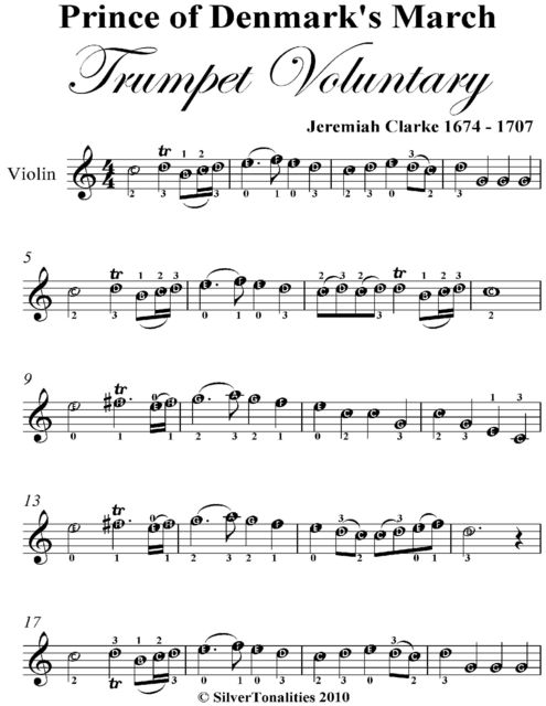 Prince of Denmark’s March Trumpet Voluntary Easy Violin Sheet Music, Jeremiah Clarke