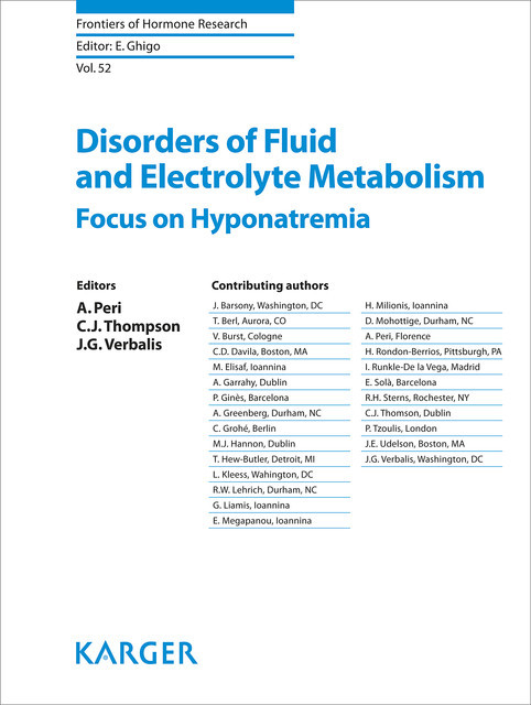 Disorders of Fluid and Electrolyte Metabolism, amp, Chris Thompson, Alessandro Peri, Joseph G. Verbalis