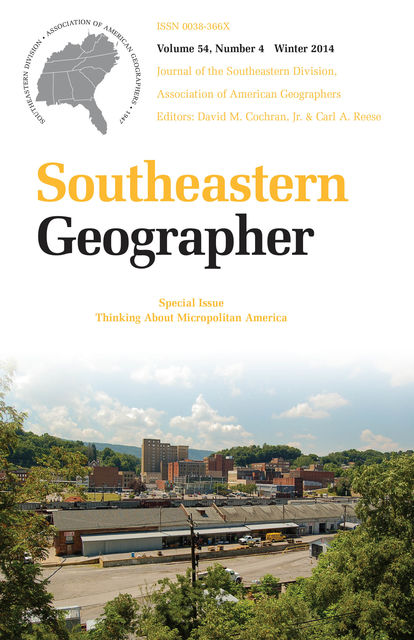Southeastern Geographer, J.R., David Cochran, Editors, Carl A. Reese