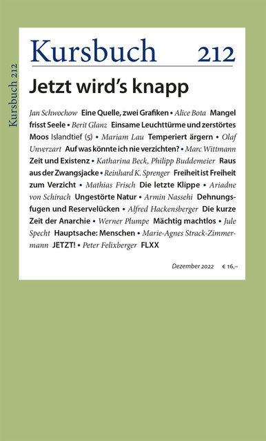 Kursbuch 212, Armin Nassehi, Peter Felixberger, Sibylle Anderl