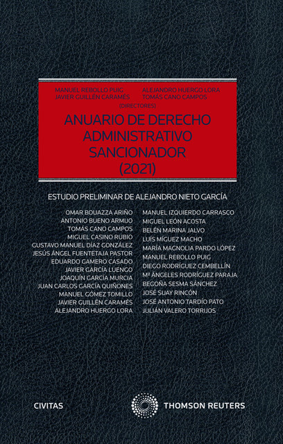 Anuario de Derecho Administrativo sancionador 2021, Manuel Puig, Javier Guillén Caramés, Tomás Cano Campos