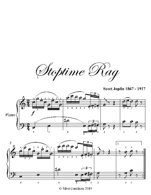 Stoptime Rag Easy Piano Sheet Music, Scott Joplin